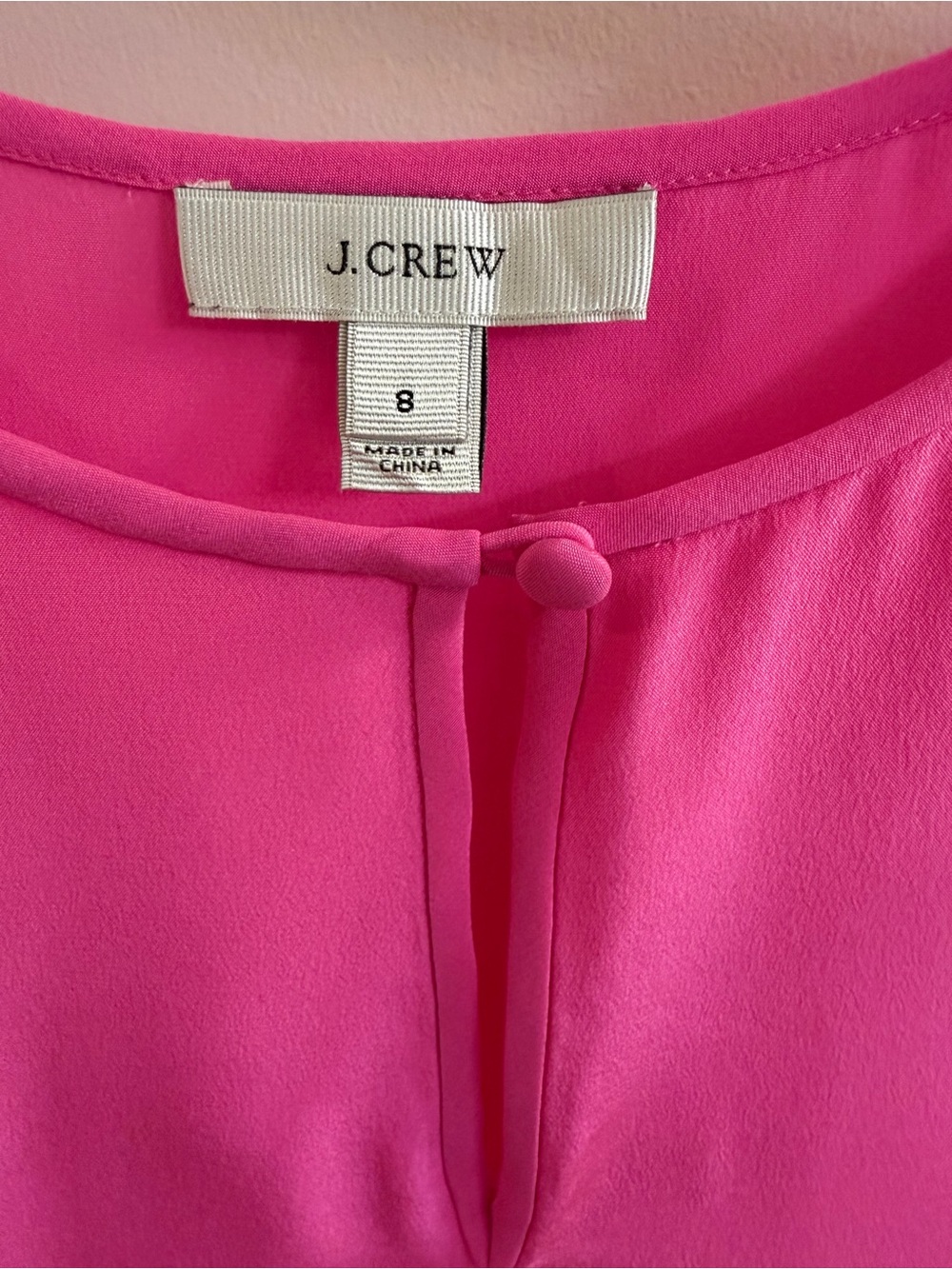 J. Crew Silk Bright Pink Ruffle Sleeve Blouse, size 8 - Picture 3 of 4